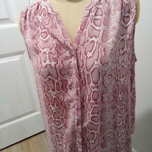 Women's Sleeveless Pink Snake Print Top Plus Size 2X